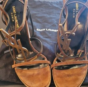 YSL Tan Suede Wedges size 39 1/2
